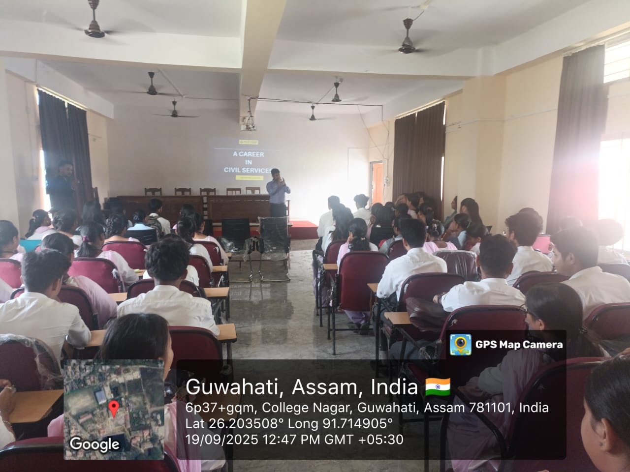 An orientation session conducted by SPM IAS Academy on Career Counselling and Preparation for Competitive Examinations held on 19.09.25 at Seminar Hall, NGC
