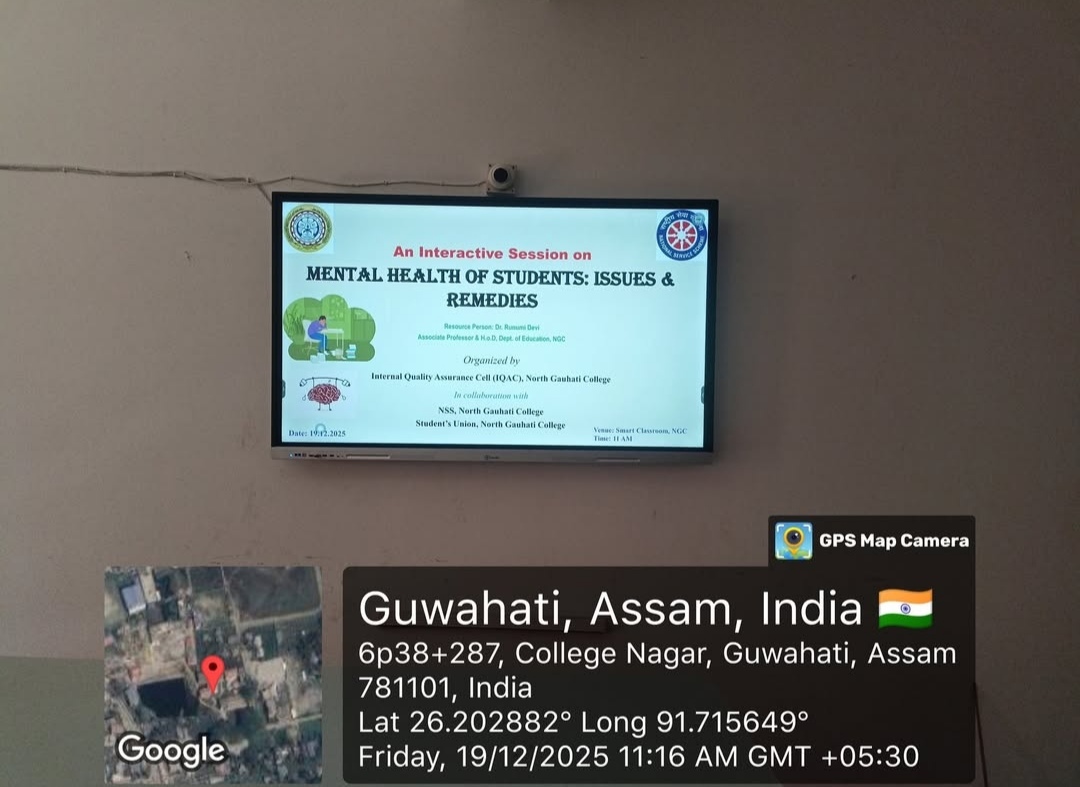 An Interactive Session on "Mental Health of Students: Issues & Remedies" was organised by IQAC, NGC in collaboration with NSS, NGC & Students Union, NGC