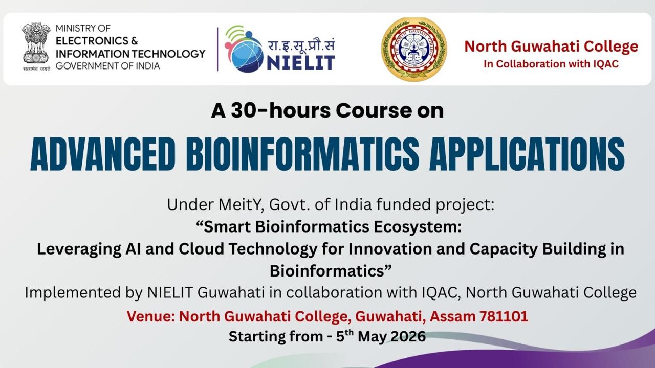Certificate course on Bioinformatics organized by NIELT Guwahati